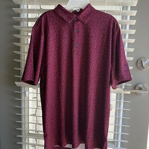Gently worn men’s large, maroon polo with blue detailing.
